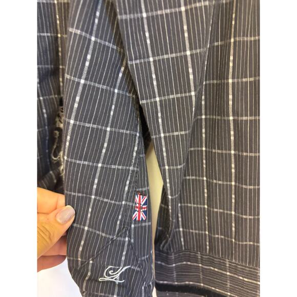 English Laundry Christopher Wicks Shirt L Black White Accents Embroidered - Picture 2 of 7